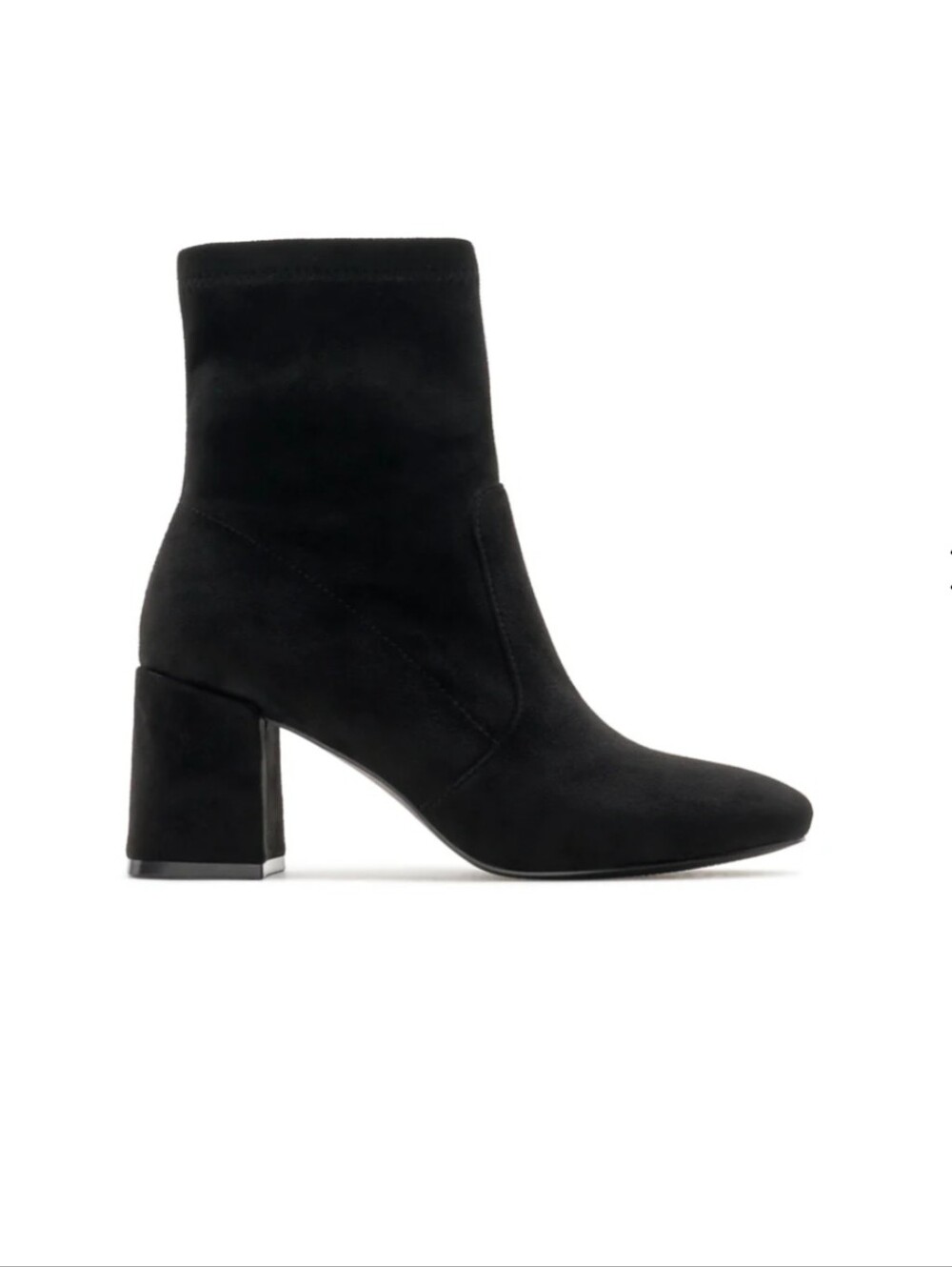 Velvet Black Suede Block Heel Ankle Boots